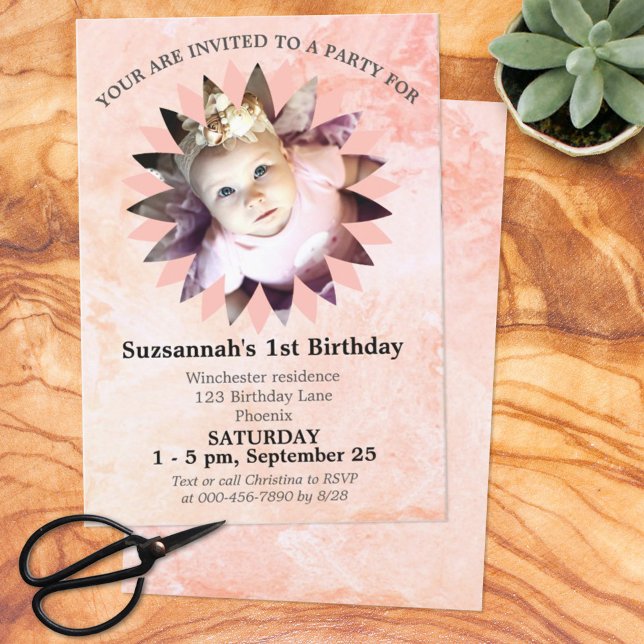 Flödesformfoto Pastel Watercolor Template Inbjudningar (Skapare uppladdad)