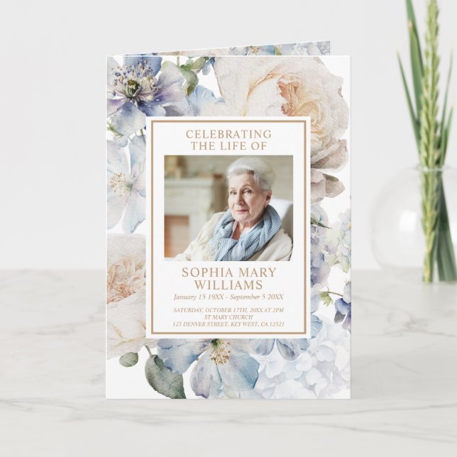 Flödesfotominnesprogram - begravningsprogram kort (Framsida)