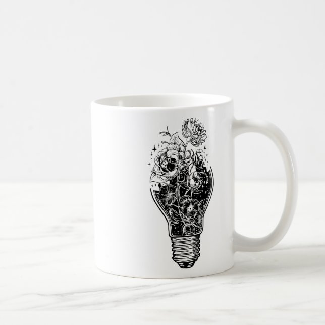 Flödesglödlampa i Power Träd Peace för hippies Kaffemugg (Höger)