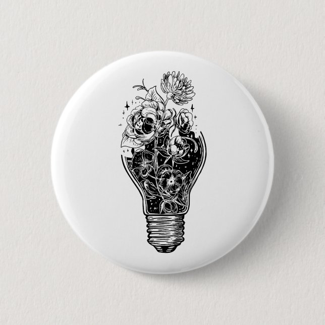 Flödesglödlampa i Power Träd Peace för hippies Knapp (Framsida)