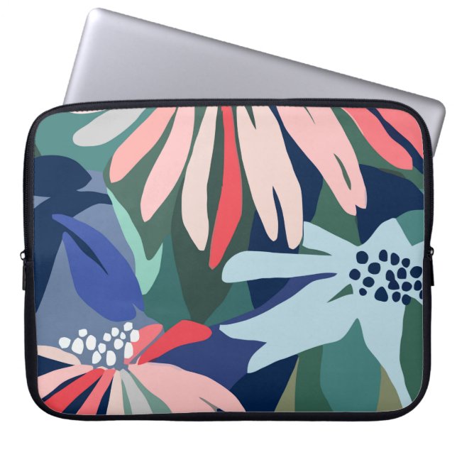 Flödesillustration mönster. Blommigt botanical Mot Laptop Fodral (Framsidan)