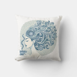 Flödesoman Art - Blåplattsfusion Kudde