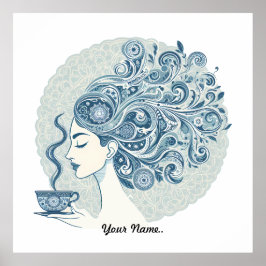 Flödesoman Art - Blåplattsfusion Poster