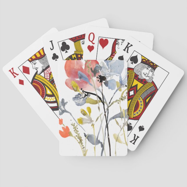 Flödesöverlagring - Pastellblommor med vattenfärg Casinokort (Baksidan)