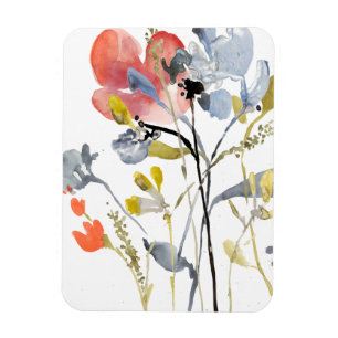 Flödesöverlagring - Pastellblommor med vattenfärg Magnet
