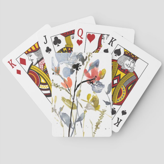 Flödesövertäckning - vattenfärgsblommor och vatten casinokort (Baksidan)