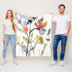 Flödesövertäckning - vattenfärgsblommor och vatten fleecefilt