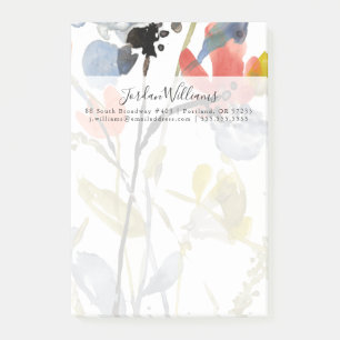 Flödesövertäckning - vattenfärgsblommor och vatten post-it block