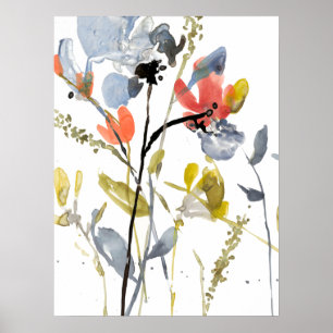 Flödesövertäckning - vattenfärgsblommor och vatten poster
