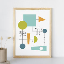 Flödesschema Geometriska former Mid Century Art