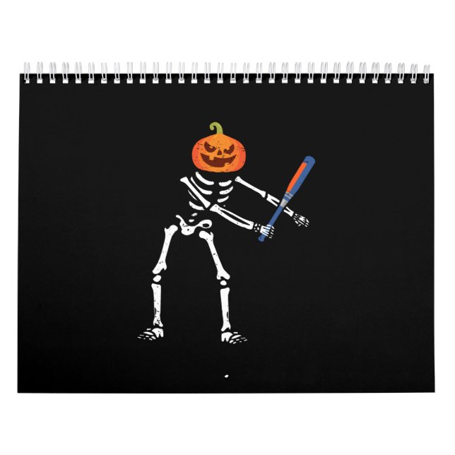 Flödesvätska från Skeleton Funny Baseball Älskare Kalender (Omslag)
