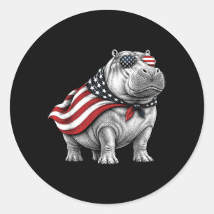 Flodhäst 4 juli amerikansk flagga patriotisk safar runt klistermärke