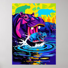 Flodhäst Abstrakt Konst Poster