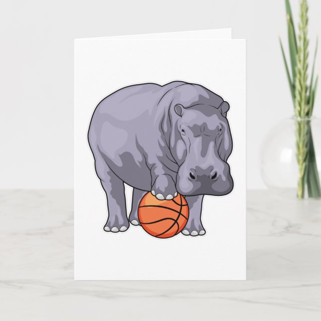 Flodhäst Basketbollspelare Basketboll Kort (Framsida)