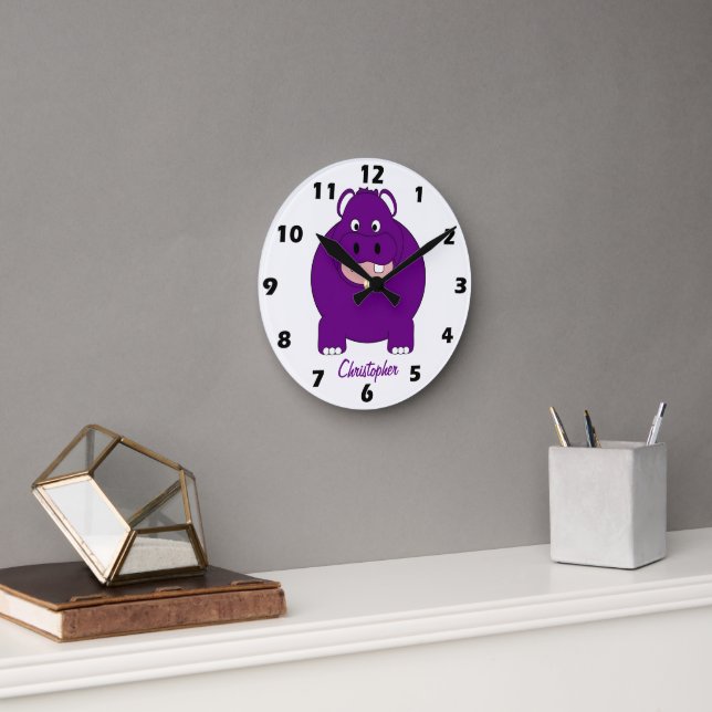 Flodhäst Design Personlig Rund Klocka (Kontor)