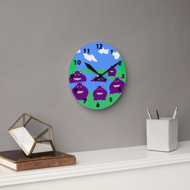 Flodhäst Design Rund Klocka (Kontor)