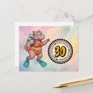 Flodhäst dykare 30-årsdag vykort