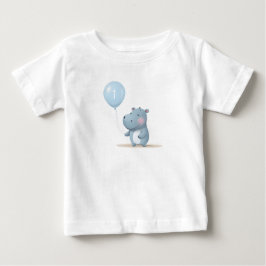 Flodhäst Födelsedag mjuk blå  T Shirt