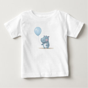 Flodhäst Födelsedag mjuk blå  T Shirt