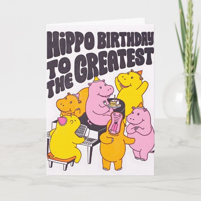 Flodhäst Födelsedags Letterpress-kort Kort (Framsida)