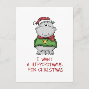 Flodhäst för jul - gullig flodhästdesign helg vykort