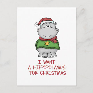 Flodhäst för jul - gullig flodhästdesign helg vykort