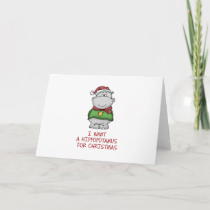 Flodhäst för jul - gullig flodhästdesign helgkort