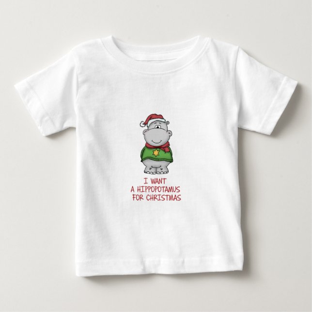 Flodhäst för jul - gullig flodhästdesign t-shirt (Framsida)