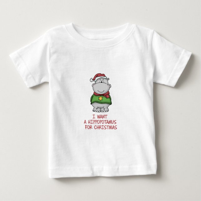Flodhäst för jul - gullig flodhästdesign tee (Framsida)