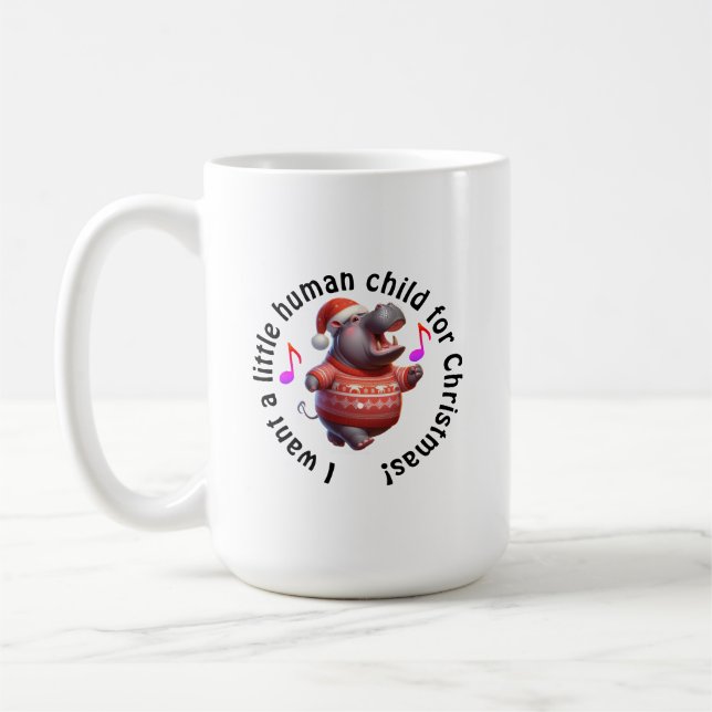 Flodhäst för jul Spoof Kaffemugg (Vänster)