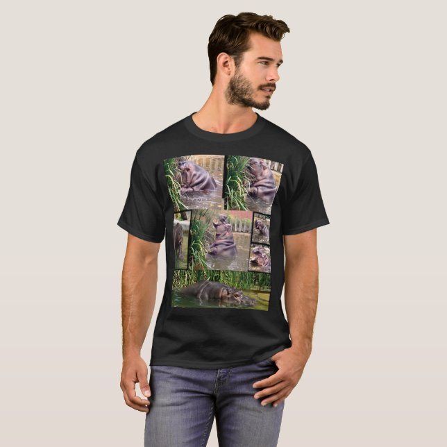 Flodhäst Foto Collage, Tee Shirt (Hel framsida)