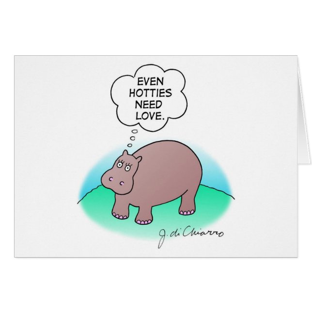 Flodhäst Hotty Hälsningskort (Framsidan Horizontal)