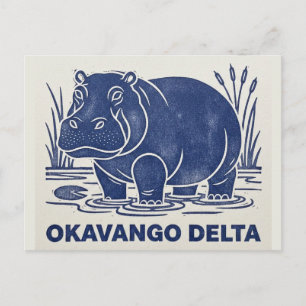 Flodhäst i Okavango-deltat Botswana Vykort