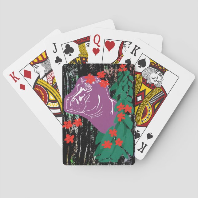 Flodhäst i trädgård Lekkort Casinokort (Baksidan)