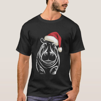 Flodhäst Jul Tomte Hatt Pyjamas Rolig Flodhäst T Shirt