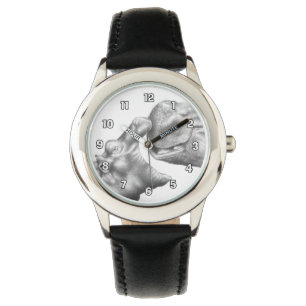 Flodhäst- & kalvklocka armbandsur