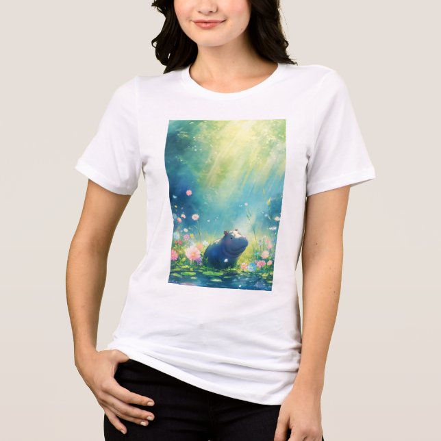 Flodhäst Magiska Damm Äng T Shirt (Framsida)