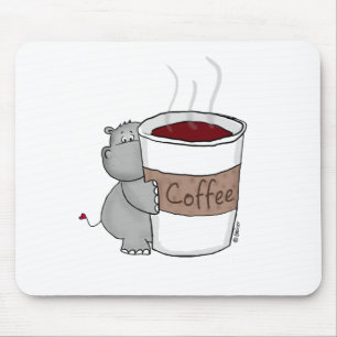 Flodhäst med kaffe musmatta
