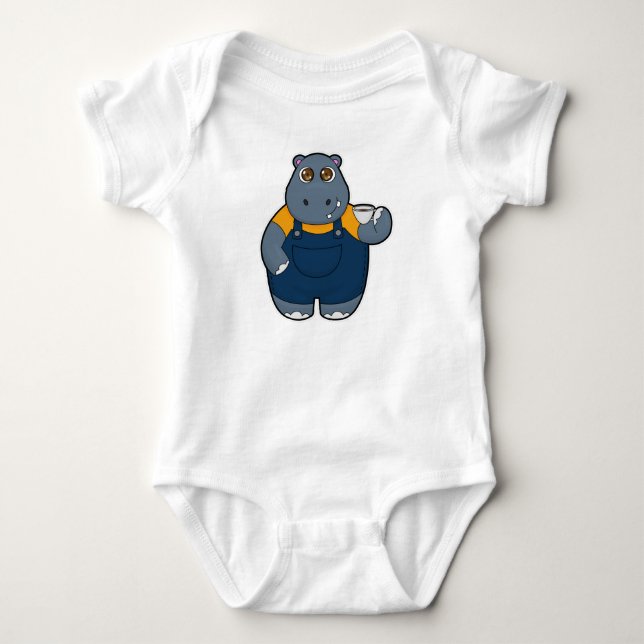Flodhäst med kopp kaffe t shirt (Framsida)
