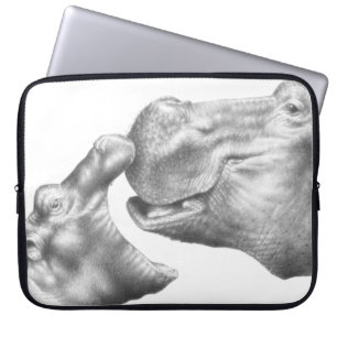 Flodhäst- och babyelektronik hänger lös laptop fodral