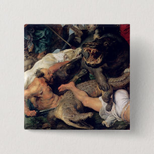 Flodhäst- och krokodiljakt, c.1615-16 knapp