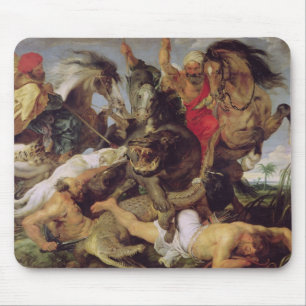 Flodhäst- och krokodiljakt, c.1615-16 musmatta