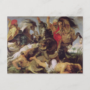 Flodhäst- och krokodiljakt, c.1615-16 vykort