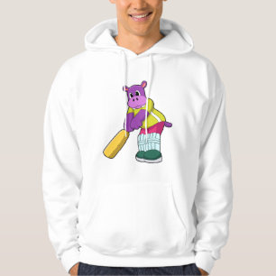 Flodhäst på Cricket med Cricketträ Hoodie