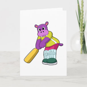 Flodhäst på Cricket med Cricketträ Kort