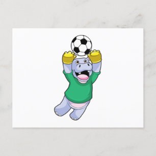 Flodhäst på fotbollssport vykort