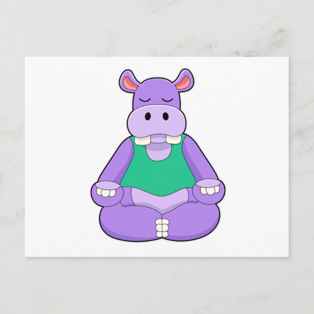 Flodhäst på yoga i sittande vykort (Framsida)