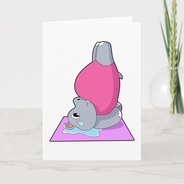 Flodhäst på yogaträning kort (Framsida)