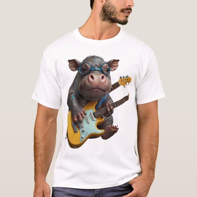 Flodhäst Rockstjärna T Shirt (Framsida)