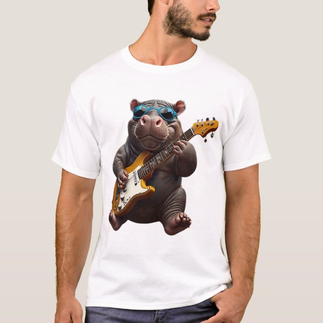 Flodhäst Rockstjärna T Shirt (Framsida)